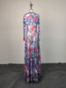Women's Elegant Floral Maxi Dress – Long Sleeve Round Neck Bodycon Midi Dress With Fitted Waist Rsatile For Work & Events_ecoleips.com