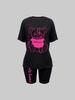 Summer Women's Casual Fashion Cartoon Bear Graphic Printed Loose T-shirt Shorts Two-piece Set Summer Sportswear Suitable For Daily Wear-159_ecoleips.com