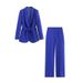 Women's Suit Jacket With Waist Belt High Waisted Loose Fitting Draped Trousers Spring Autumn Fashionable Versatile Waist Cinching Pant Set_ecoleips.com