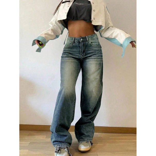 High Waisted Wide Leg Jeans for Women European American Style Retro Washed Straight Leg Loose Fit Slimming Floor Length Sexy Denim Trousers_ecoleips.com