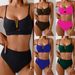 Women's V-Neck High Waist Bikini Set Swimwear Hollow out Detail Sexy Comfortable Beach And Pool Clothing_ecoleips.com