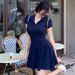 Spring And Summer New Style Elegant Waist-cinching Slimming Short-sleeve Polo Collar Figure-flattering High-waisted_ecoleips.com
