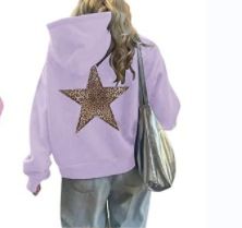 Women's Loose Fit Hoodie With Star Print – Trendy Pullover Sweatshirt (Navy/White/Black/Red, S-XXXL)_ecoleips.com