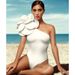 Women's Clothing Swimsuit White Three Dimensional Large Flower Decoration Solid Color Sexy Holiday One Piece Swimsuit Suit_ecoleips.com