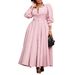 D570 Cross-Border Women's Fashion Elegant Long Sleeve Flared Shirt Fashionable Solid Color Mid-Length African Dress_ecoleips.com