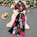 Women's Clothing New Style Tie Waist Short Sleeve Printed Top High Waist Wide Leg Trousers_ecoleips.com