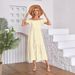 Women's Clothing Flying Sleeve Square Neck Off Shoulder Pleated Hem Dress_ecoleips.com