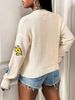 Halloween-Inspired Jacquard Cardigan – Oversized Cropped Knit With Playful Typography (S/M/L, Acrylic Cozy, Streetwear Staple)_ecoleips.com