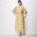 Women's French Style Lace Dress Light Luxury Heavy Suit Collar Waist Cinching Hollowed Out Slimming Midi Skirt With Belt_ecoleips.com