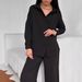 Women's Solid Color Cardigan With Pocket Wide Leg Trousers Suit Casual Trendy Set_ecoleips.com
