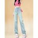 New Design Light-colored Straight Wide-leg Jeans For Women From Guangzhou, High-waisted Floor-length Pants, New_ecoleips.com