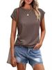 K Women's Vest Round Neck Short Sleeved T-shirt Solid Color Round Neck Top Sleeve_ecoleips.com