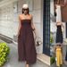 Solid Color Off-Neck Tube Top Cinched Waist Dress_ecoleips.com