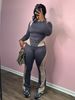 Women New Fashion Trend Casual Contrast Color Slim Fit Sports Elastic Long Sleeve Tops And Trousers Two Pieces Sets_ecoleips.com