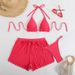 Women's Sexy Solid Color Bikini Set 3-Piece Swimwear For Beach Vacation - Multiple Colors (S/M/L)_ecoleips.com