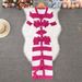 Women's Clothing Tassel Edge V Neck Knitted Dress Slim Fit Temperament Slit Striped Color Long Skirt_ecoleips.com