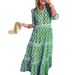 Women's Clothing Spring And Summer Geometric Print Round Neck Long Skirt Dress_ecoleips.com