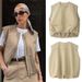 Women's Clothing New Year Fashion Casual Women's Loose Vest Round Neck Zipper Flap Decorated Sleeveless Pilot Jacket_ecoleips.com
