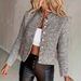 Women's Short Sleeveless Jacket – Elegant Tweed Cropped Blazer With Notched Collar & Button Front (Chic Beige Houndstooth Pattern)_ecoleips.com