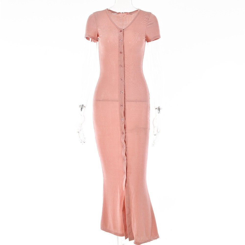Women Versatile Chic Dress Featuring Flattering V‑Neckline, Solid‑Color Design And Open‑Front Cardigan‑Style Silhouette_ecoleips.com