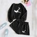 Women's Printed Sweatshirt Set Long Sleeved And Shorts Autumn Winter New Clothing A16 Print_ecoleips.com
