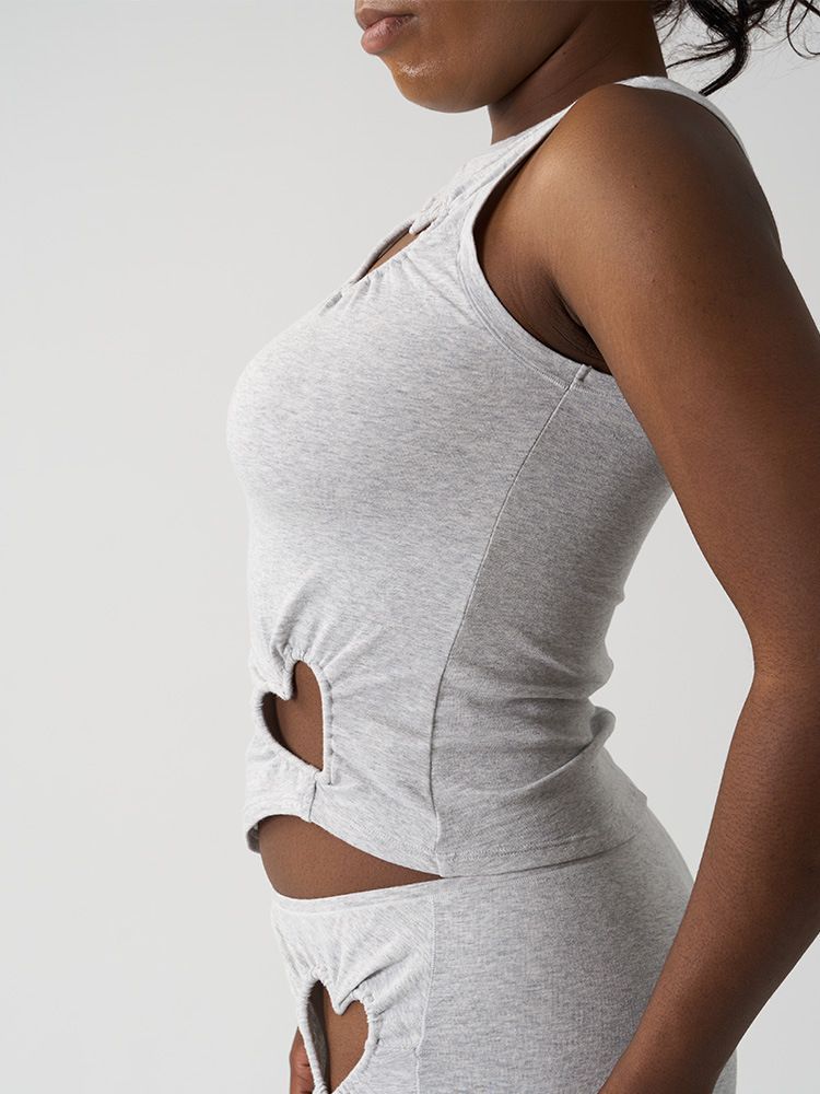 Women's Sexy Heart Cutout Ribbed Tank Top - Breathable Cropped Sleeveless Shirt For Streetwear & Kpop Fashion (Black, Grey, Pink, Blue, White)_ecoleips.com
