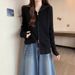 Early Spring New Style Zippered Lapel Ribbed Cardigan For Women, Autumn Winter Korean Version, Casual And Versatile Knit_ecoleips.com