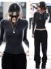 Pure Cotton Black Long Sleeve Round Neck T-Shirt Women's Autumn Winter Slim Fit Base Shirt Inner Wear Casual Style Fashionabl..._ecoleips.com