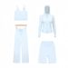 Women's Clothing Women's U Shaped Vest Hooded Jacket Shorts Straight Leg Pants Four Piece Set Slim Fit Outerwear Elastic Clothing_ecoleips.com