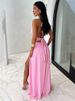 Mozision Halter Deep V Neck High Split Maxi Dress For Women Fashion Sleeveless Backless Bodycon Club Party Sexy Long Dress New_ecoleips.com