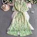 Women's Clothing Pink Floral Lapel Shirt Dress For Women Summer Single Breasted Waist Slim Pleated Mid Length Skirt_ecoleips.com