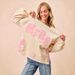 Women's Clothing Christmas Bow Embroidered Side Slit Pullover Sweatshirt - Cozy Casual Long Sleeve Collar Top (White Pink, White Red, Red)_ecoleips.com