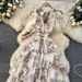 Women's Floral Halter Neck Sleeveless Dress Summer Vacation Style Tie Waist Slimming Ruffle Long Dress For Spring/Autumn_ecoleips.com