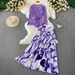 Women's Pleated Suits Set Slimming Three Dimensional Embroidered Flowers Casual Fashionable Top And Skirt Ensemble_ecoleips.com