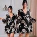 Elegant Plus-Size Evening Dress V-Neck Long Sleeve Floral Embroidered Gown, Sexy High-Waist Formal Dress For Parties & Special Occasions_ecoleips.com