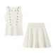 Pure Desire Hot Girl Style High-End Beaded Sleeveless Knitted Vest Top Women Summer High-Waisted Pleated Skirt Set_ecoleips.com