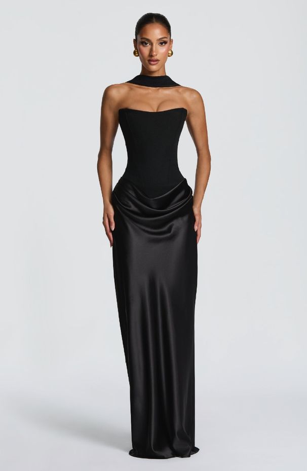 Spring Sexy Strapless Dress for Women Solid Color Slim Waist Satin Tie Waist Bodycon European American Style Women's Clothing_ecoleips.com
