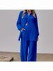 Women's Clothing Long Sleeved Temperament Commuter Skin Color Wrinkled Cloth Solid Color Long Shirt And Wide Leg Pants Suit For Women_ecoleips.com