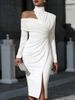 Spring 2026 New Product Solid Color Elegant Temperament Casual Off-the-shoulder Split Women's Dress_ecoleips.com