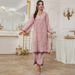 Verve ZTY-121 Muslim 2025 Spring/Summer New Saudi Casual V-neck Printed Long Sleeve Two-piece Set_ecoleips.com