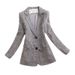 Trendy Two-Button Blazer For Women - Slim Fit Short V-Neck Casual Jacket In Grey/Khaki (Sizes M-XXXL)_ecoleips.com