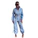 Women's Clothing multi pocket long sleeved pleated two piece suit_ecoleips.com