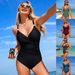 Women's Clothing American Style One Piece Swimsuit For Women Solid Color Slim Fit Sexy Sporty Bikini Swimwear_ecoleips.com