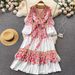 Women's Clothing Spring And Summer New Women's Fashion Temperament Waist Long Skirt Printed Casual Dress_ecoleips.com