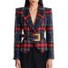 Women's Checkered Tweed Belted Blazer – Slim Fit Spring Jacket With Lapel Collar & Long Sleeves, Office-to-Dinner Elegant Coat_ecoleips.com