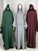 Hot Seller Ramadan Islamic Clothing Wrinkle Polyester Hoodie Abaya Dress With Undercap Muslim Women Abaya Hoodie Causal Dresses_ecoleips.com