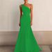 Elegant One-Shoulder Long Evening Gown Slim Fit Formal Party Dress for Banquet Prom Women's Clothing_ecoleips.com