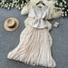 Sequined Dress For Women Short Sleeved Pleated Slimming Summer Sophisticated Commuting Suitable_ecoleips.com