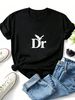 Women Minimalist Dr Letter Eagle Graphic T-Shirt Round Neck Loose Basic Summer Casual Tops_ecoleips.com