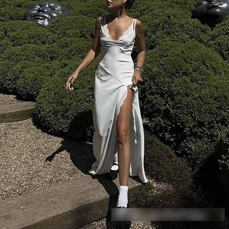 Sexy Lace Suspender Dress For Women Style Slim Fit Long Summer Dress For Vacation Parties_ecoleips.com